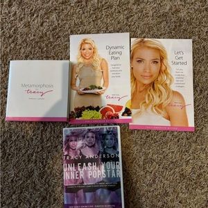 Tracy Anderson metamorphosis + dance, sweat belt and ankle weights.